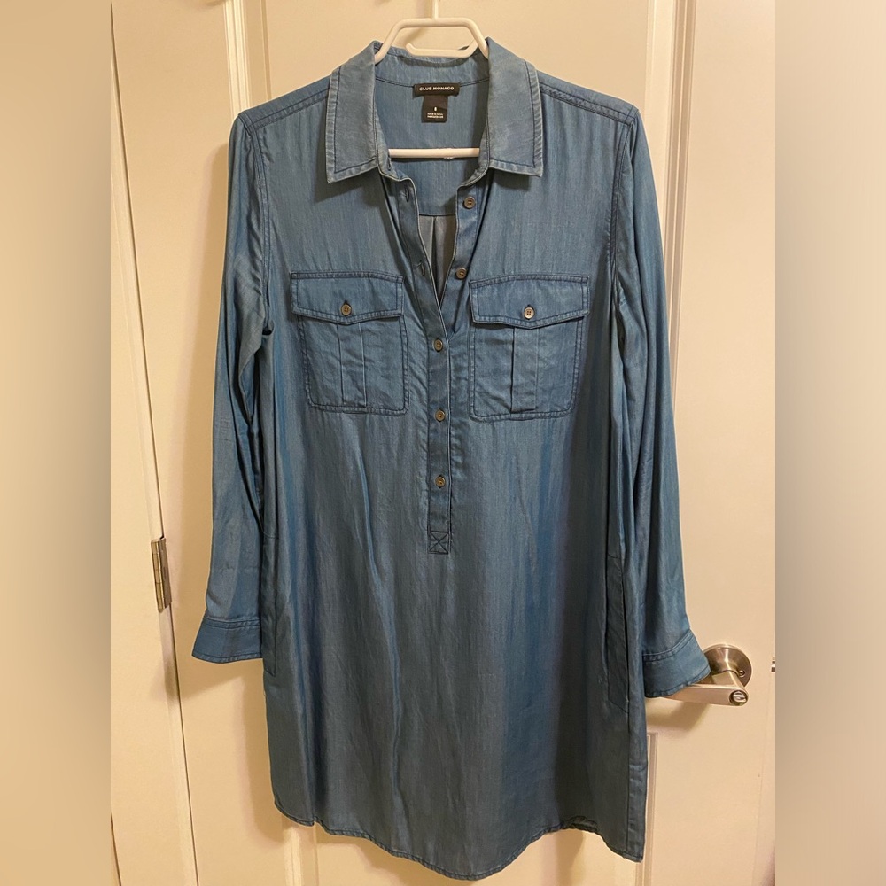 Club Monaco Chambray Denim Shirt Dress
